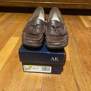 Anne Klein Dark Brown Leather Loafers